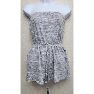 Mossimo Supply Co Gray Heathered Strapless Romper XS Pockets Elastic Waist Soft